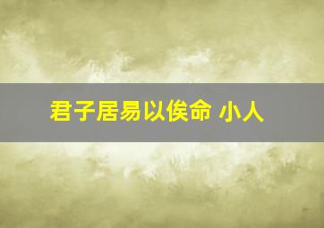 君子居易以俟命 小人